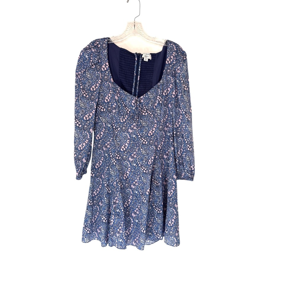 J.Crew Liberty Fabric Sweetheart Long Sleeve Mini Dress Blue Floral Print Size 4